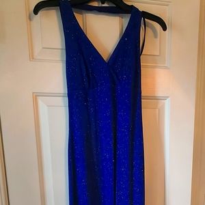 Royal Blue Sequined Halter Dress